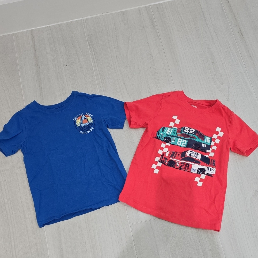 Carter's and Oshkosh Red and Blue Racing Car and Shark T-Shirts Short Sleeve 6